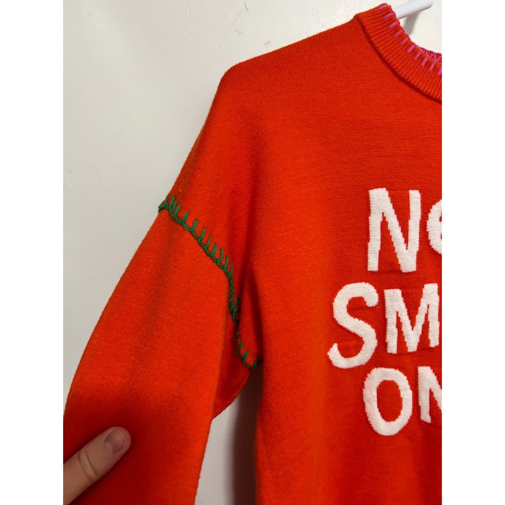 Kerri Rosenthal Orange Next SMILE ON‎ YOU Smiley Sun Knit Sweater Top Size S - Picture 4 of 16